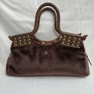 Matt & Nat Vegan faux fur brutalist purse with metal studs